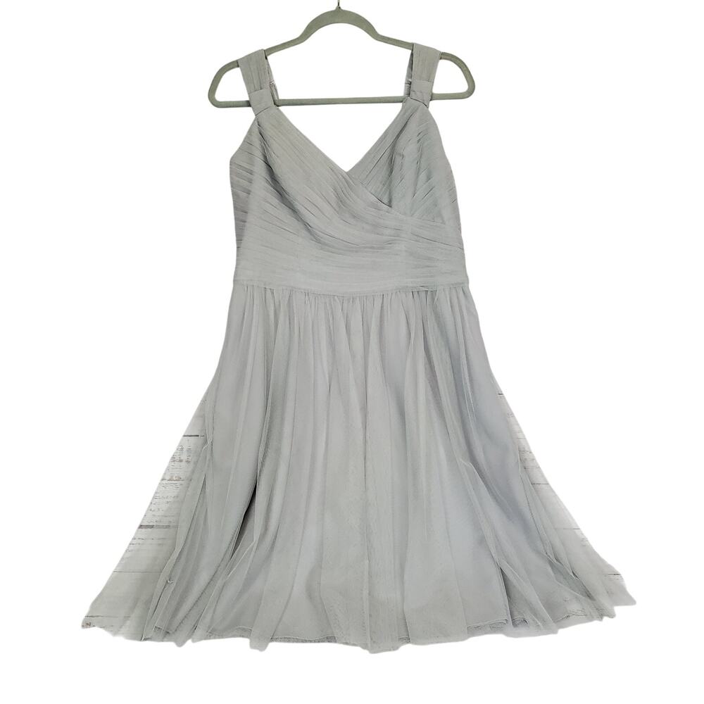 Gather & Gown Knee Length Sz 14 Bridesmaid Fairy Dress Light Gray Tulle Prom Wed
